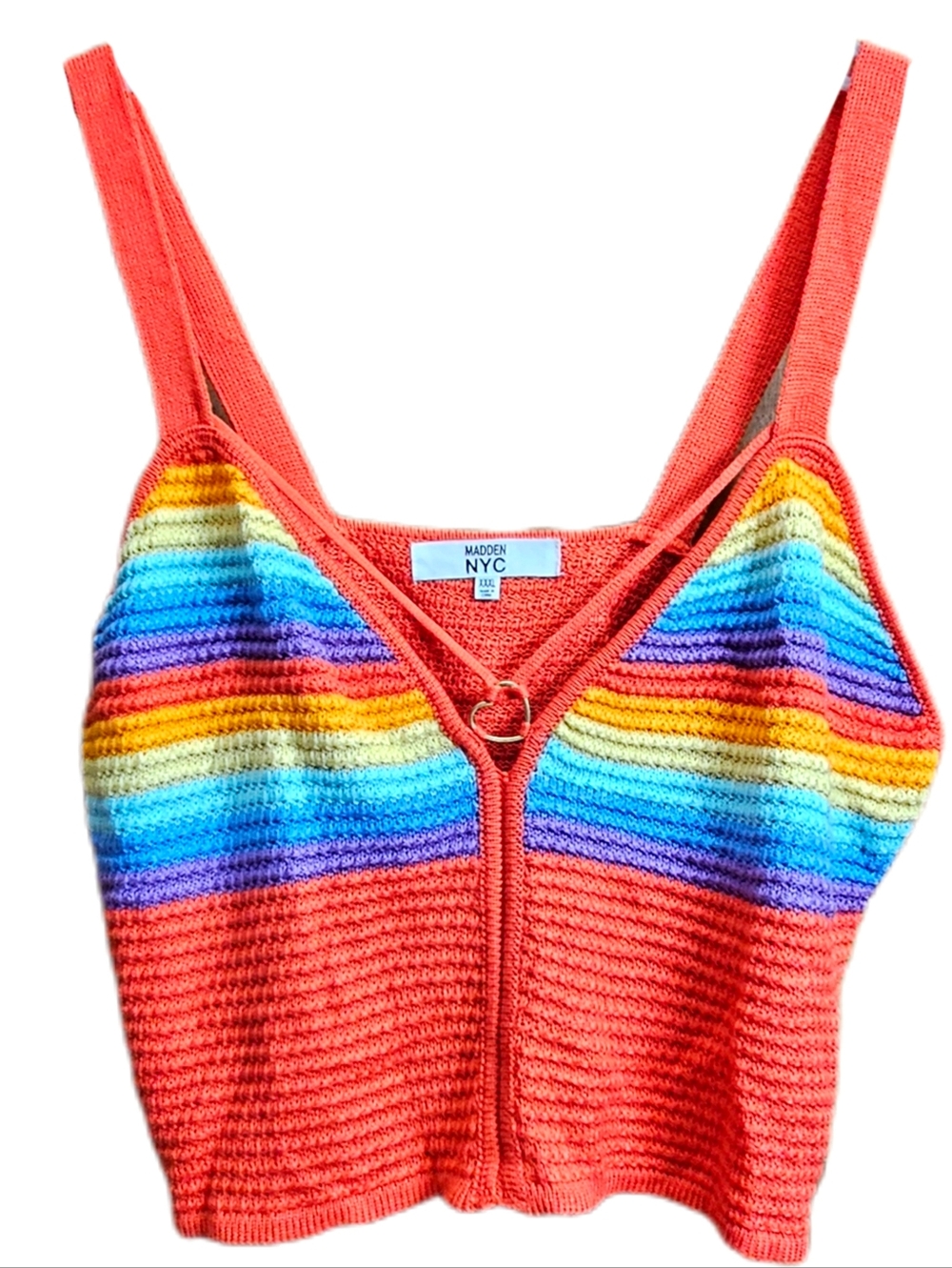 Madden NYC Juniors' Heart O Ring Crochet crop Top rainbow plus size xxl new nwt - Picture 2 of 10